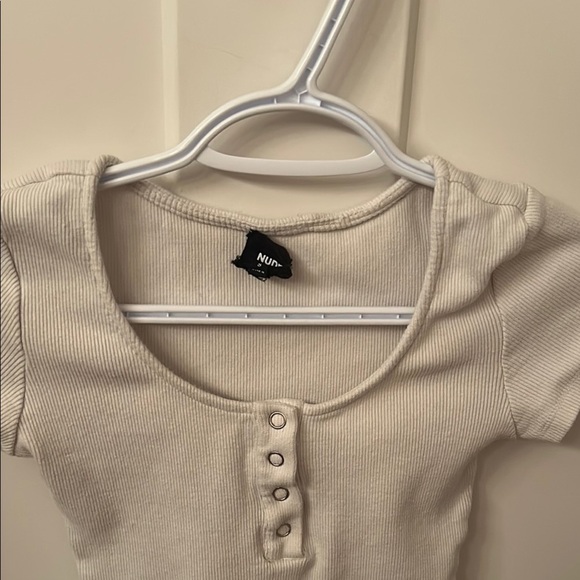 White Ribbed Bodysuit with Button Detail, size S - Picture 2 of 5